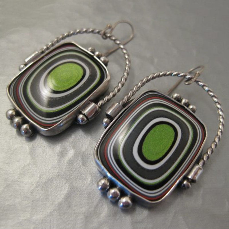 Wholesale Creative Flower Inlaid Purple Diamond Luxury Antique Silver Round Swing Earrings